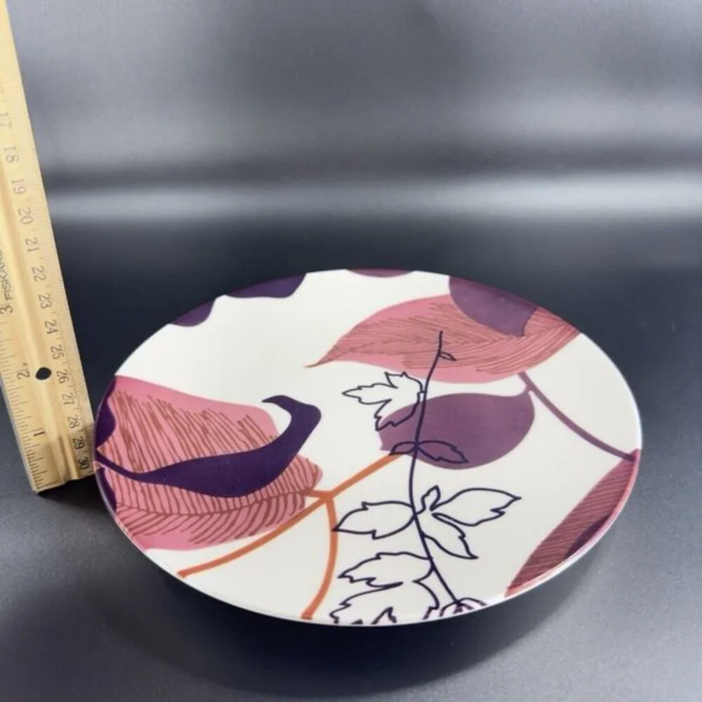 POTTERY BARN Graphic Harvest Ceramic Dish‎ Plate Made In Brazil Round New Set 4